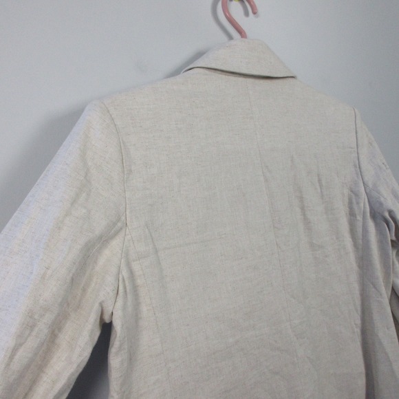 Banana Republic Double Breasted Blazer Women 6 P Beige Linen Cotton Career 488 - Picture 5 of 11